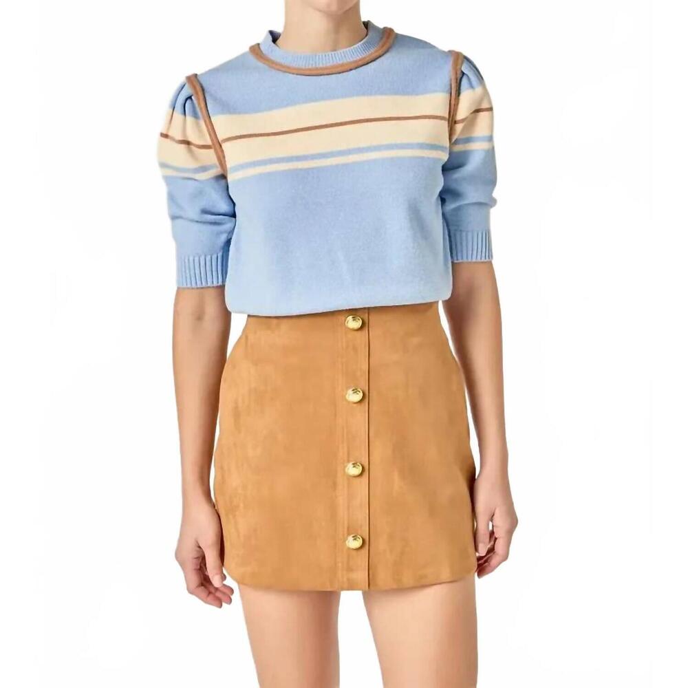 NEW 2.7 AUGUST APPAREL jessica sweater top in blue
